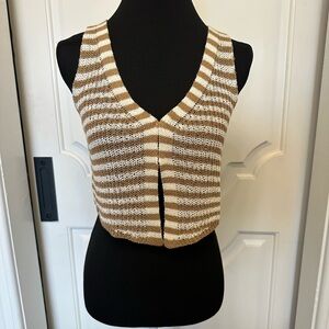 Altar’d State Striped Ariel Knit Sweater Vest Hook & Eye Top Cropped NWOT